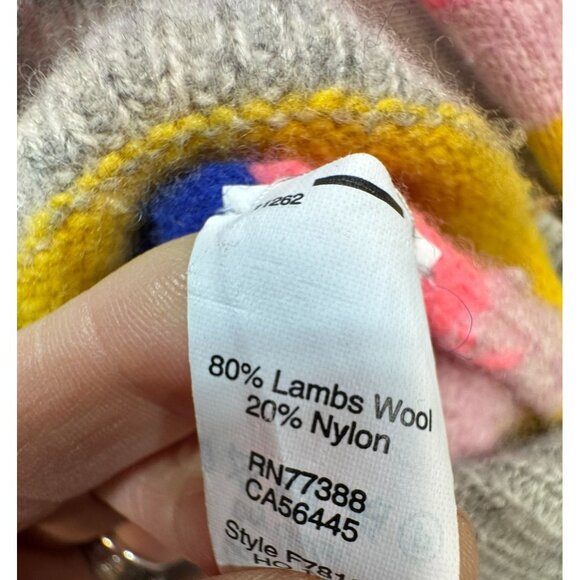 J. Crew Striped Lambs Wool & Nylon Sweater S Multicolor Rainbow - Picture 3 of 10